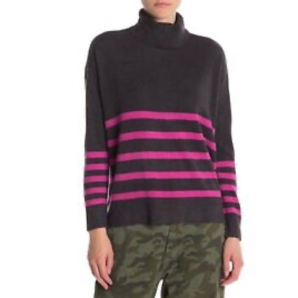 Vince Camuto Chenille Striped Turtleneck Sweater